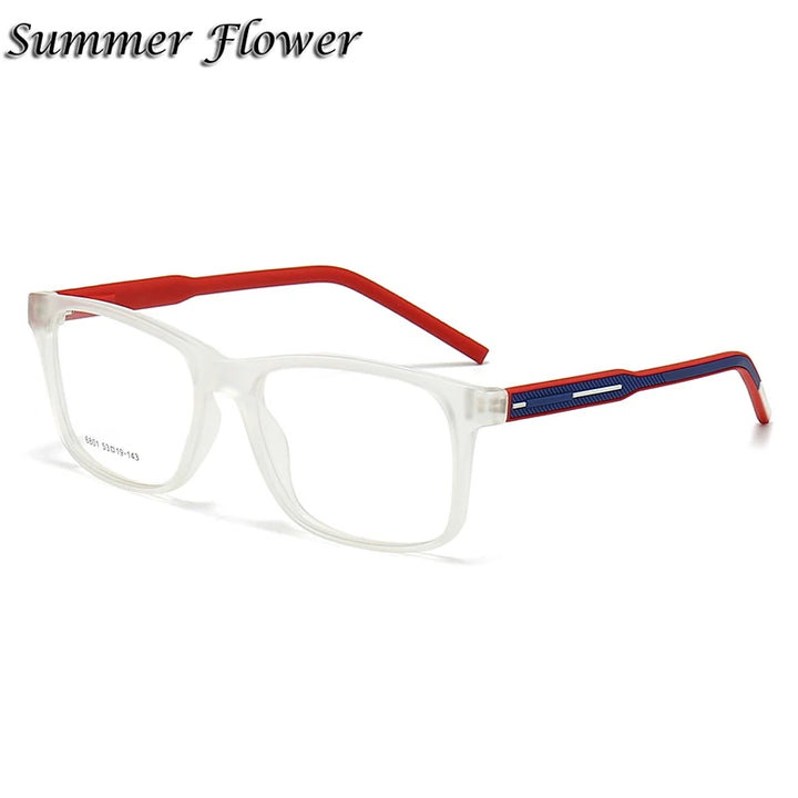 Summer Flower Men's Full Rim Square Tr 90 Titanium Eyeglasses 86801