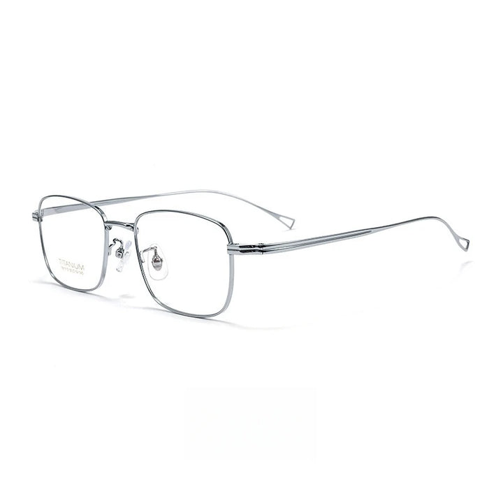 Yimaruili Men's Full Rim Square Titanium Eyeglasses Y181113 Full Rim Yimaruili Eyeglasses Silver  