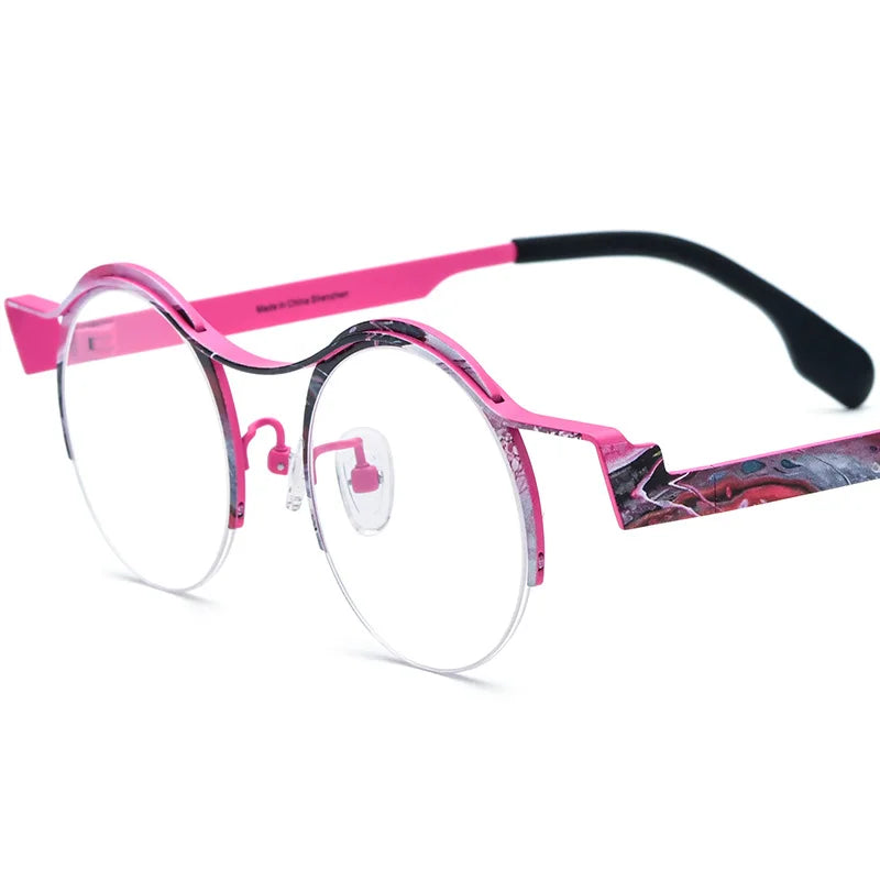 Nobler Women's Semi Rim Oval Round Titanium Eyeglasses 185837