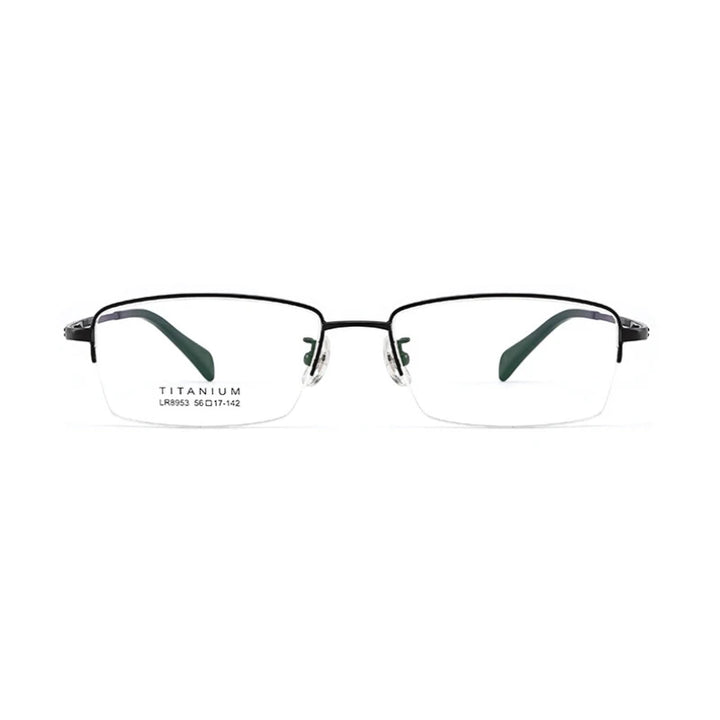 Hotochki Men's Semi Rim Polygon Square Titanium Eyeglasses 98953 Semi Rim Hotochki black