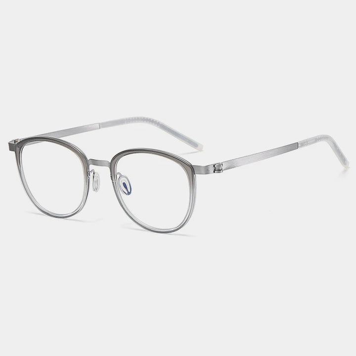 Gatenac Unisex Full Rim Round Acetate Eyeglasses Gxyj-1184 Full Rim Gatenac Gradient Gray  