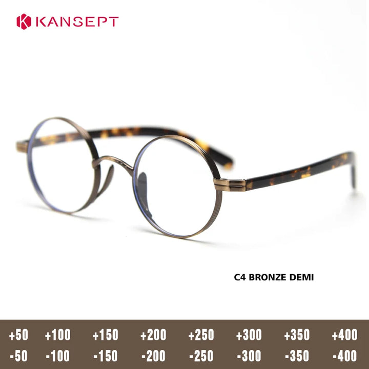 Kansept Women's Full Rim Round Tr 90 Alloy Reading Glasses 400235