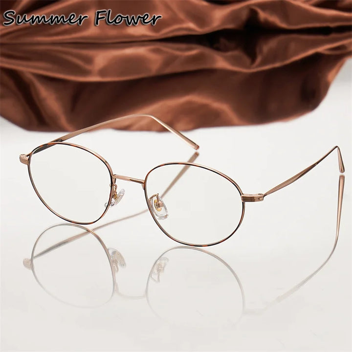 Summer Flower Women's Full Rim Oval Titanium Eyeglasses 57979