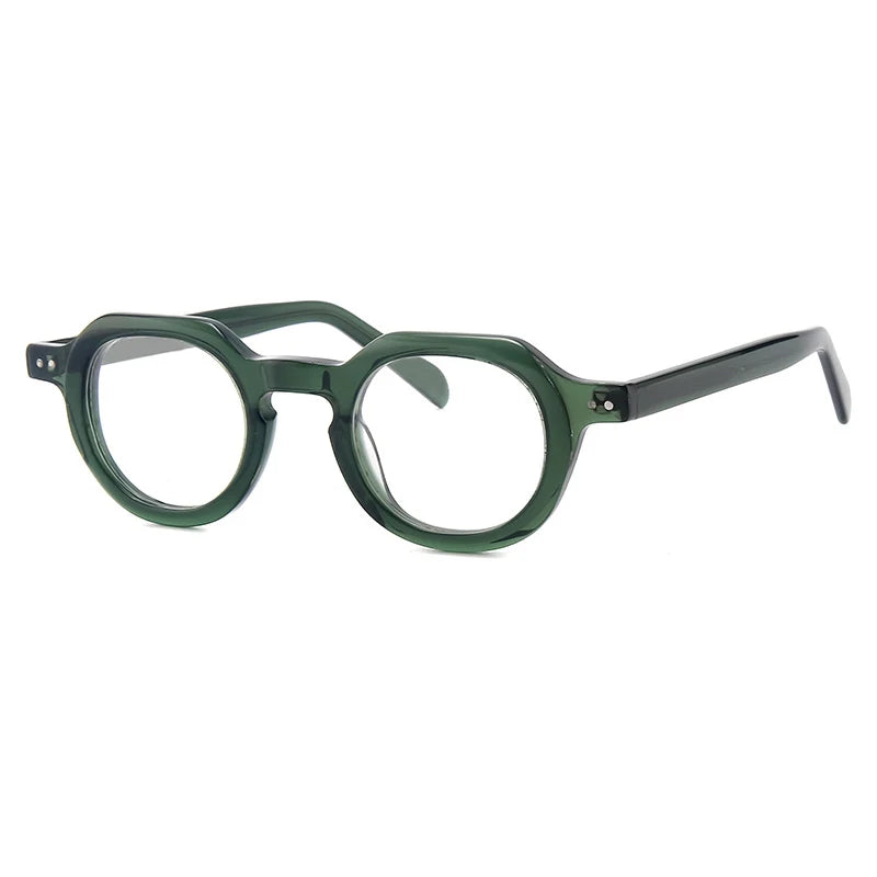 Gatenac Unisex Full Rim  Flat Top Round Acetate Eyeglasses G56071