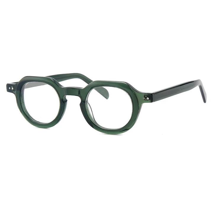 Gatenac Unisex Full Rim  Flat Top Round Acetate Eyeglasses G56071
