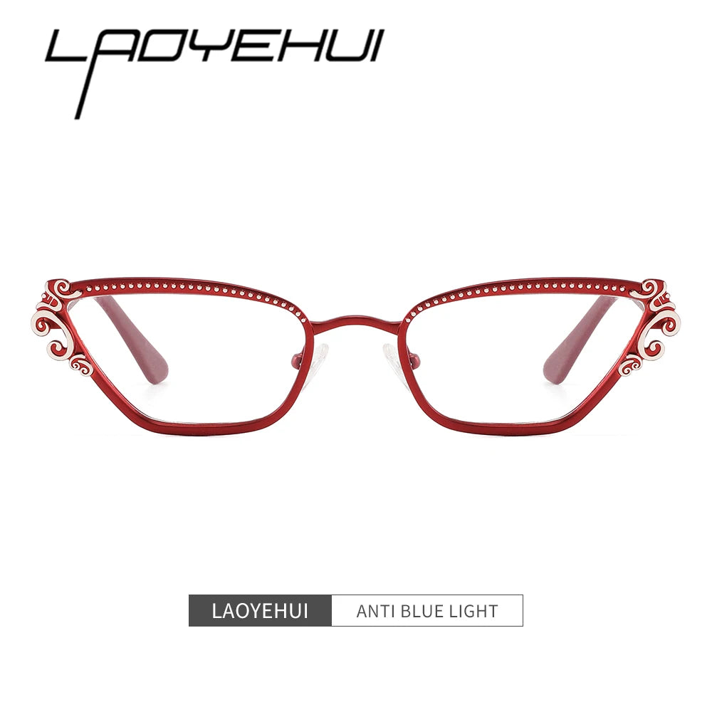 Laoyehui Women's Full Rim Square Cat Eye Alloy Reading Glasses 8777 Reading Glasses Laoyehui   