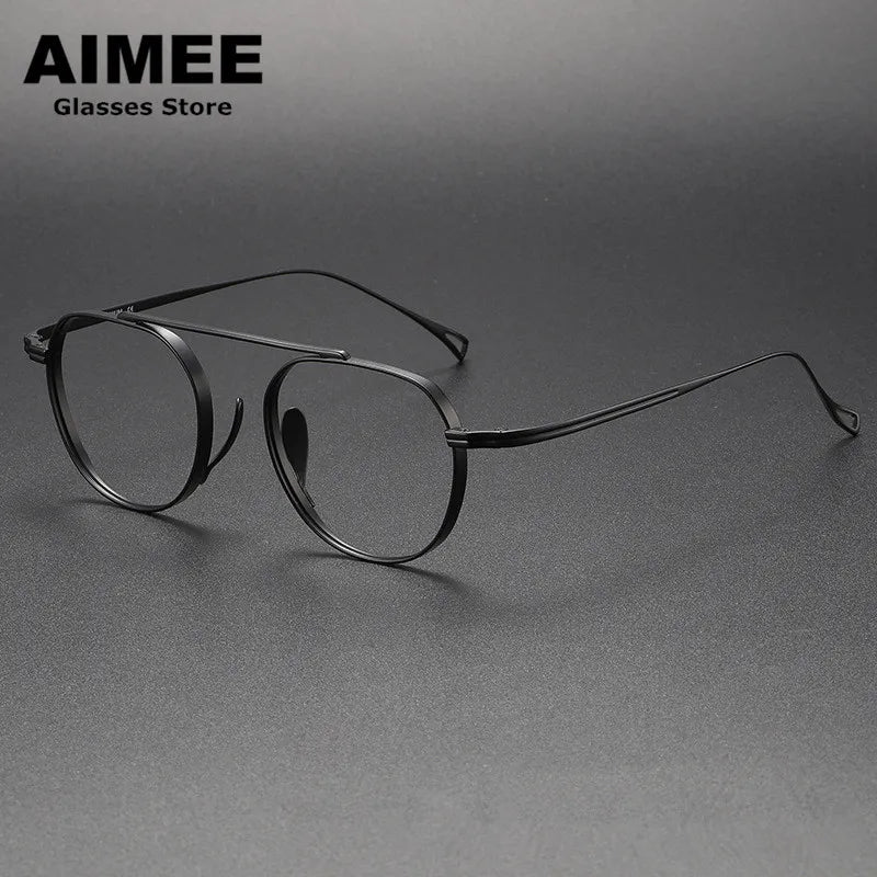 Aimee Unisex Full Rim OvalBrow Line Bridge Titanium Eyeglasses 9503 Full Rim Aimee   