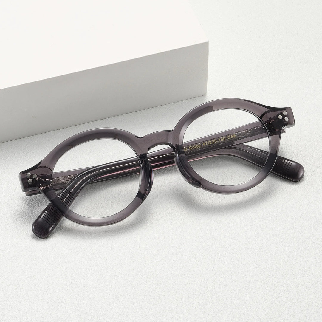 Black Mask Unisex Full Rim Round Acetate Eyeglasses Fuz 6