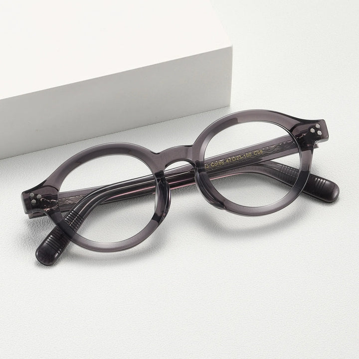 Black Mask Unisex Full Rim Round Acetate Eyeglasses Fuz 6