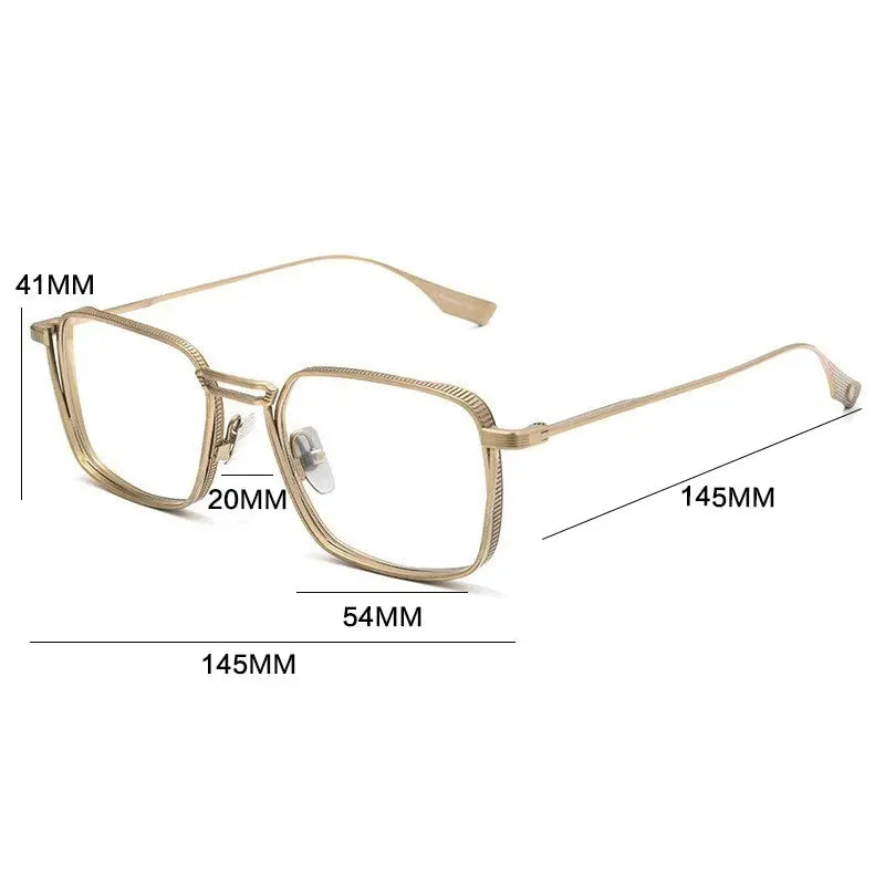 Gatenac Men's Full Rim Square Double Bridge Titanium Eyeglasses 276125 FuzWeb