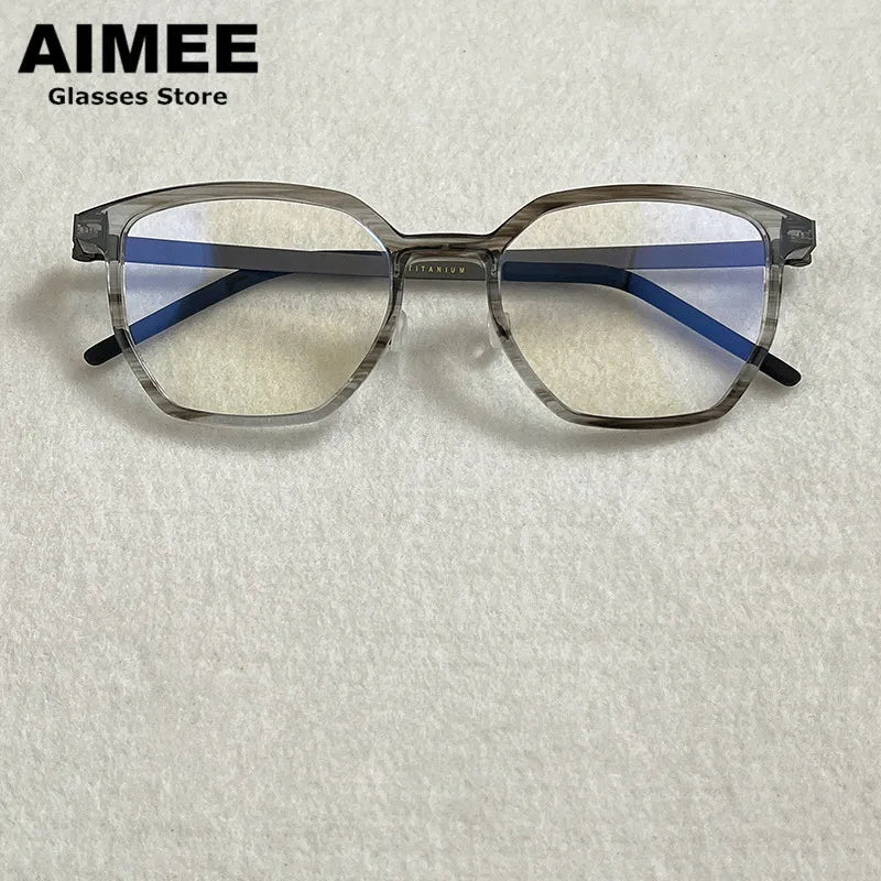 Aimee Unisex Full Rim Square Titanium Acetate Eyeglasses 81055