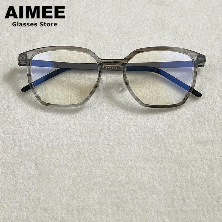 Aimee Unisex Full Rim Square Titanium Acetate Eyeglasses 81055