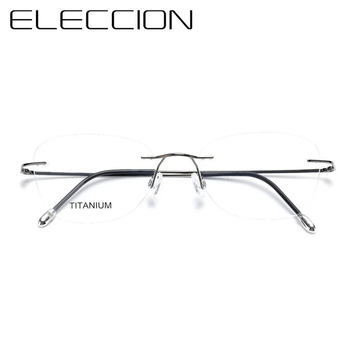 Eleccion Unisex Rimless Oval Square Titanium Eyeglasses 16013