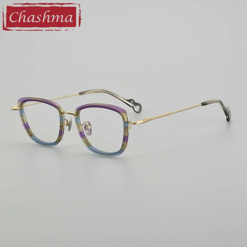 Chashma Ottica Unisex Full Rim Square Acetate Titanium Eyeglasses 775965 FuzWeb
