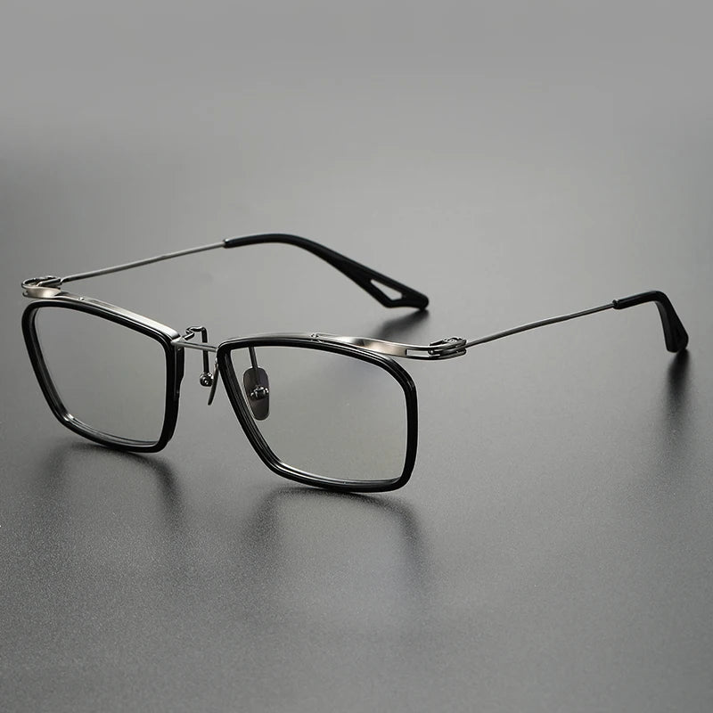 Aimee Unisex Full Rim Square Brow Line Titanium Tr 90 Eyeglasses 1955 Full Rim Aimee Black-Gun  