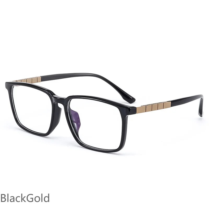 KatKani Men's Full Rim Square Tr 90 Titanium Eyeglasses 8605 Full Rim KatKani Eyeglasses BlackGold  