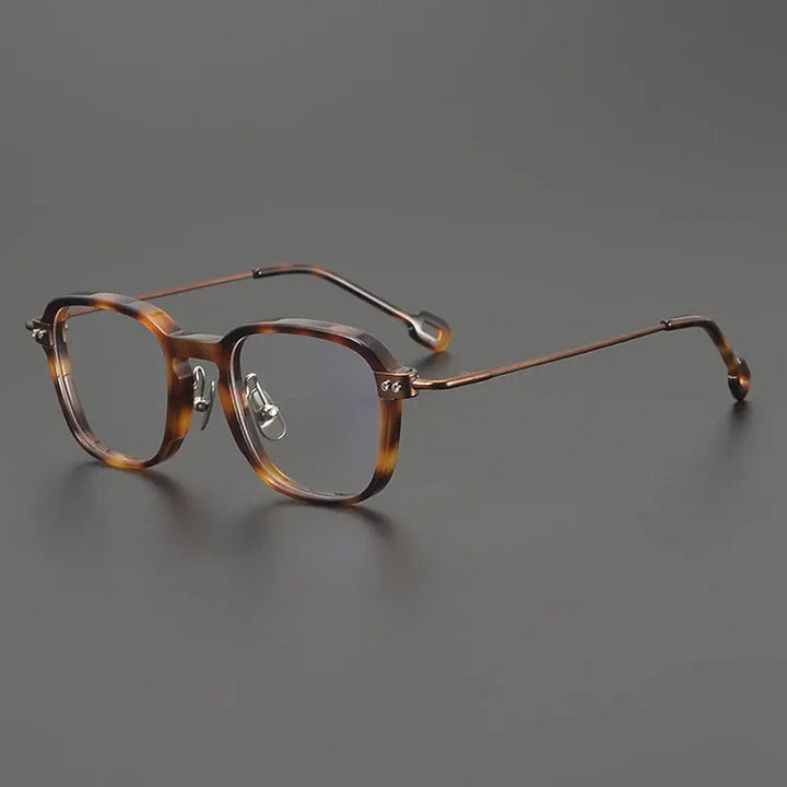 Gatenac Unisex Full Rim Big Square Acetate Titanium Eyeglasses 679009 FuzWeb