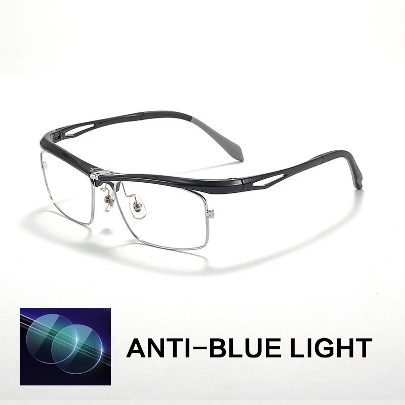 Gatenac Unisex Full Rim Flip Up Square Photochromic Alloy Reading Glasses 679001