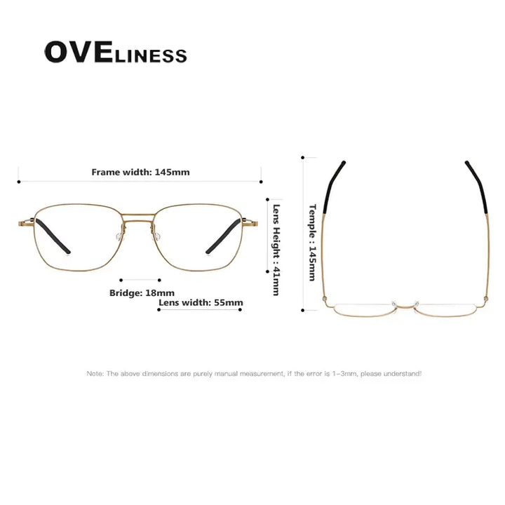 Oveliness Unisex Full Rim Square Double Bridge Titanium Eyeglasses 25524