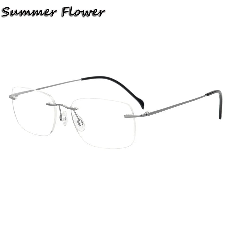 Summer Flower Unisex Rimless Titanium Eyeglasses 616021