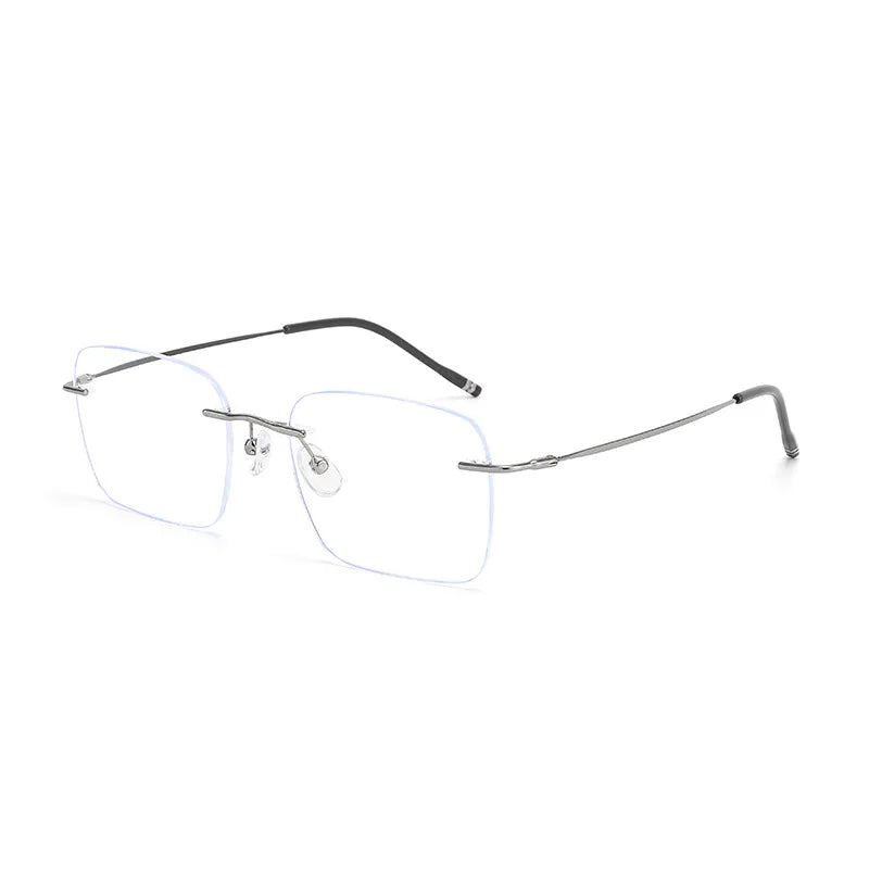Xbora Unisex Rimless Polygon Square Titanium-Alloy Eyeglasses 518320