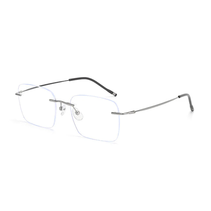 Xbora Unisex Rimless Polygon Square Titanium-Alloy Eyeglasses 518320
