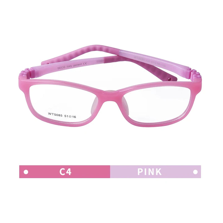 Secg Unisex Youth Teen Full Rim Square Tr 90 Silicone Eyeglasses 5085 Full Rim Secg C4 PINK  