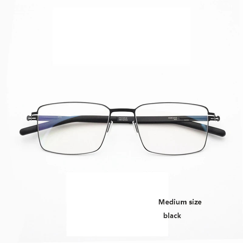 Aimee Unisex Full Rim Square Screwless Titanium Alloy Eyeglasses 13519 Full Rim Aimee Mid Black  