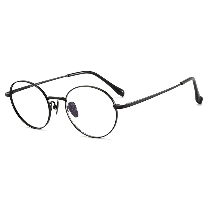 Bclear Unisex Full Rim Round Small Titanium Eyeglasses 86680 Full Rim Bclear black  
