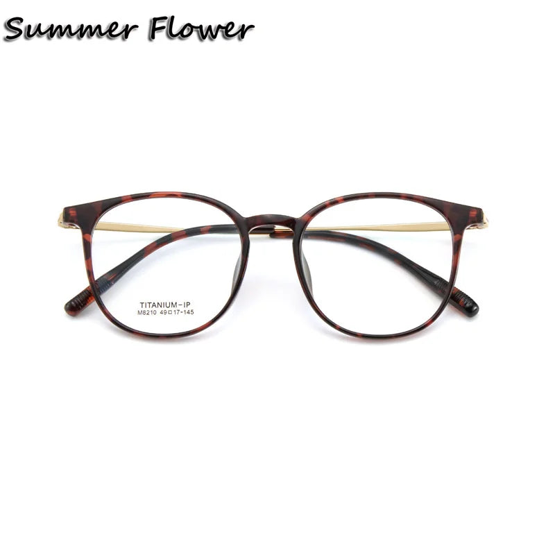 Summer Flower Women's Full Rim Square Tr 90 Titanium Eyeglasses 88210 Full Rim Summer Flower Leopard