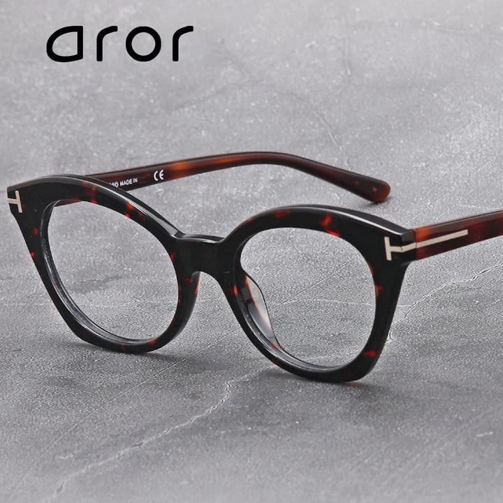 Aror Unisex Full Rim Round Cat Eye Acetate Eyeglasses 45456 Full Rim Aror