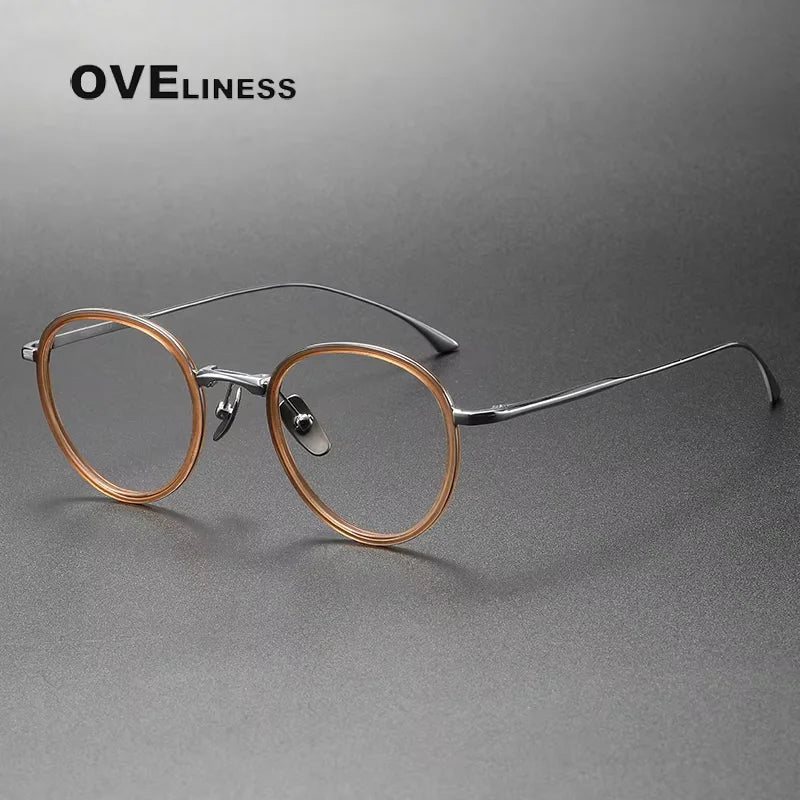 Oveliness Women's Full Rim Round Acetate Titanium Eyeglasses 713522 Full Rim Oveliness