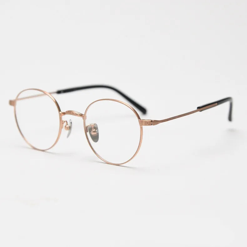 CCspace Unisex Full Rim Round Titanium Eyeglasses 300779 Full Rim CCSpace RoseGold  