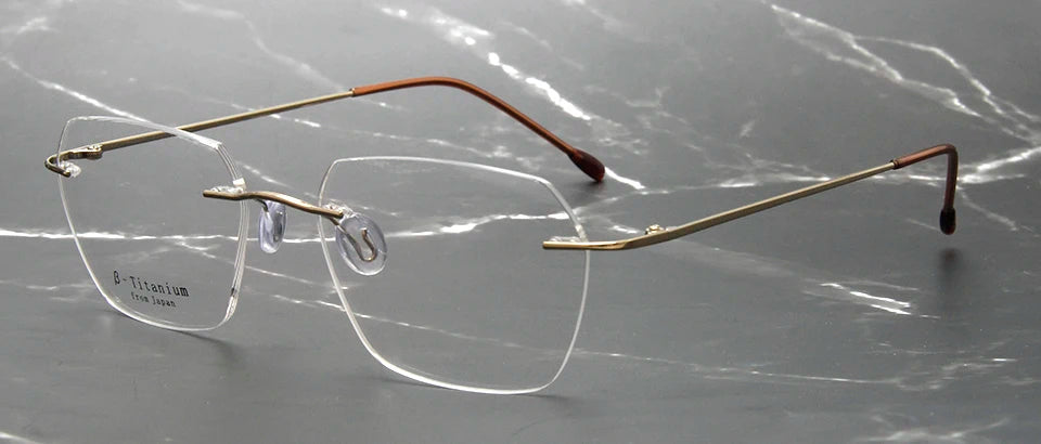 Esnbie Women's Rimless Small Polygon Square Titanium Eyeglasses 243210