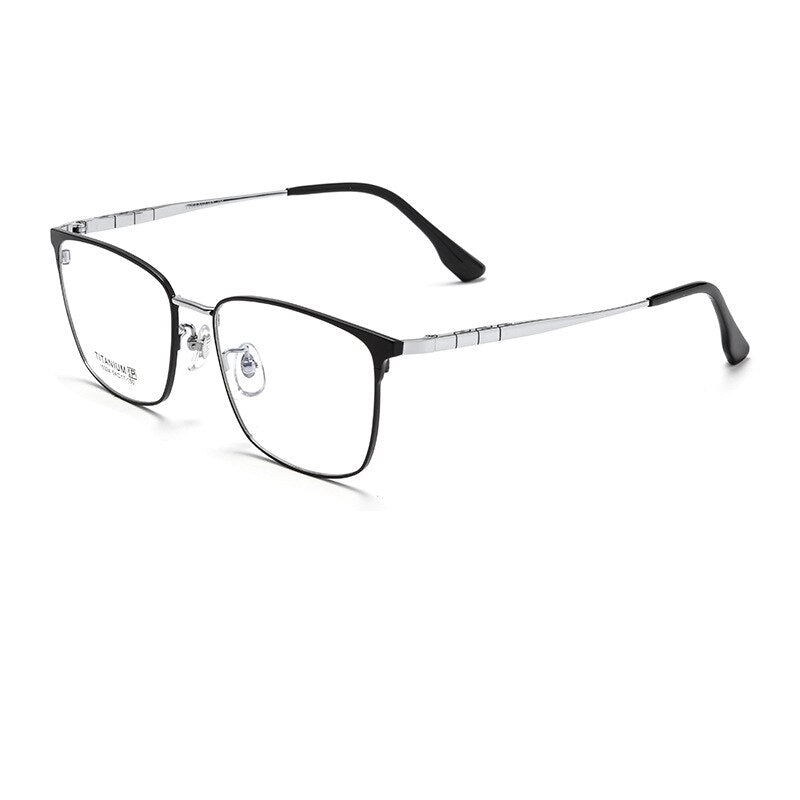 KatKani Unisex Full Rim Square Titanium Eyeglasses 15324p Full Rim KatKani Eyeglasses BlackSilver  