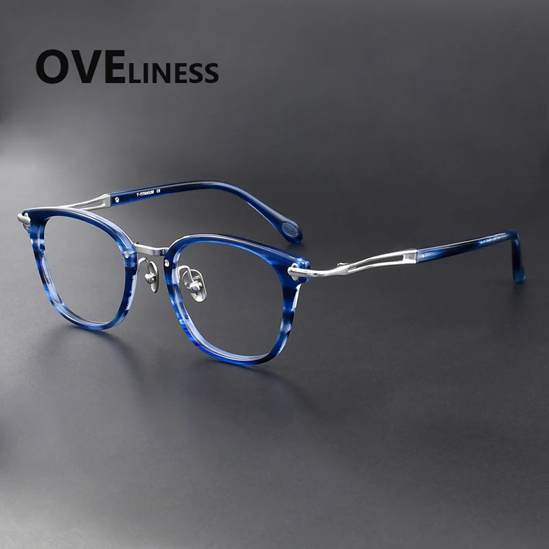 Oveliness Unisex Full Rim Oval Square Titanium Acetate Eyeglasses 369143