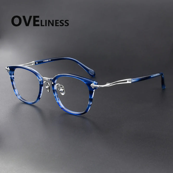 Oveliness Unisex Full Rim Oval Square Titanium Acetate Eyeglasses 369143