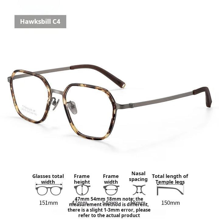 Xbora Unisex Full Rim Big Polygonal Tr 90 Titanium Eyeglasses 26016