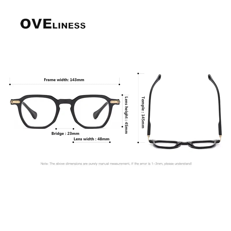 Oveliness Unisex Full Rim Square Acetate Titanium Eyeglasses 80855 Full Rim Oveliness   