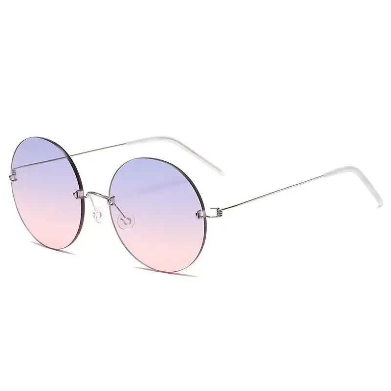 Aimee Unisex Rimless Round Titanium Screwless Sunglasses 762395