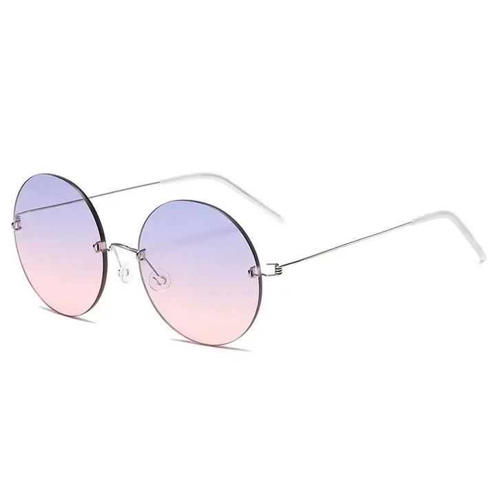 Aimee Unisex Rimless Round Titanium Screwless Sunglasses 762395