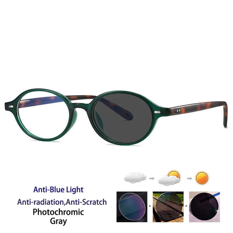 Kocolior Unisex Full Rim Round PC Tr 90 Alloy Photochromic Reading Glasses 512297