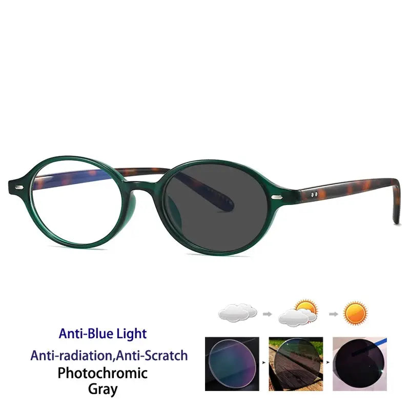 Kocolior Unisex Full Rim Round PC Tr 90 Alloy Photochromic Reading Glasses 512297.