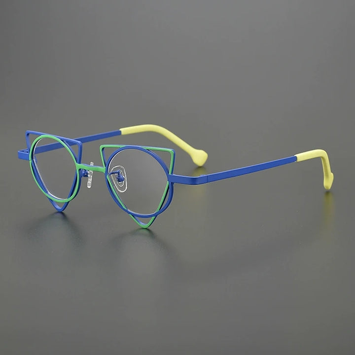 Gatenac Women's Full Rim Round Triangle Titanium Eyeglasses Gxyj85859