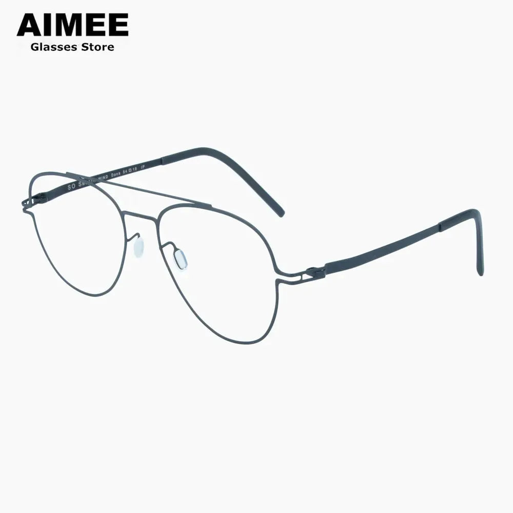 Aimee Unisex Full Rim Round Double Bridge Steel Eyeglasses 14657 Full Rim Aimee Black  