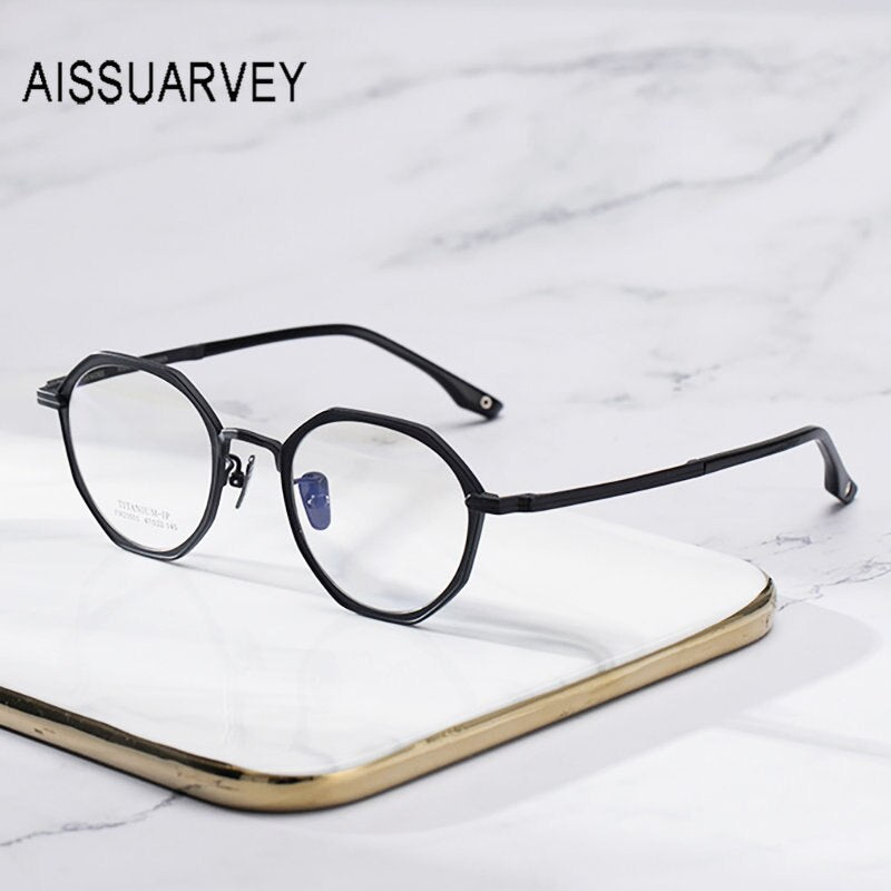 Aissuarvey Unisex Full Rim Small Round Titanium Eyeglasses 4722145 Full Rim Aissuarvey Eyeglasses   