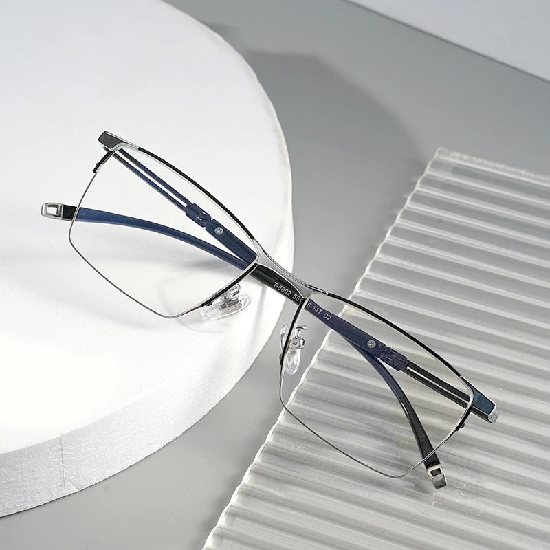 Hotochki Unisex Semi Rim Square Titanium Eyeglasses 860247