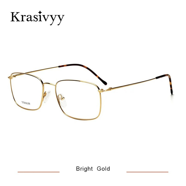 Krasivyy Men's Full Rim Square Titanium Eyeglasses Kr8407 Full Rim Krasivyy Bright Gold  