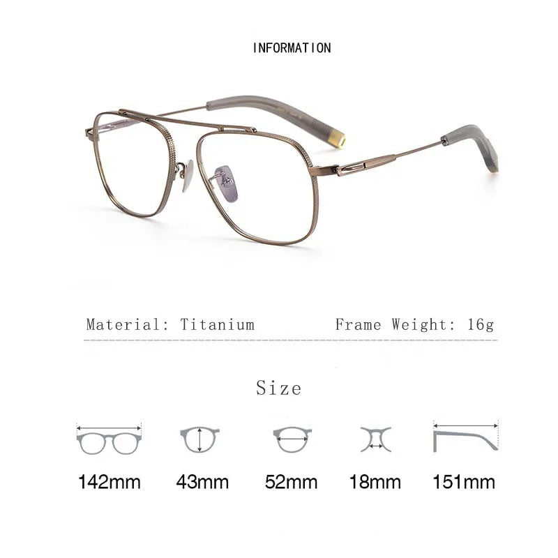 Hdcrafter Men's Full Rim Square Titanium Eyeglasses Lsa1051 Full Rim Hdcrafter Eyeglasses   