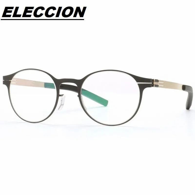 Eleccion Women's Full Rim Round Screwless Steel Eyeglasses 91125